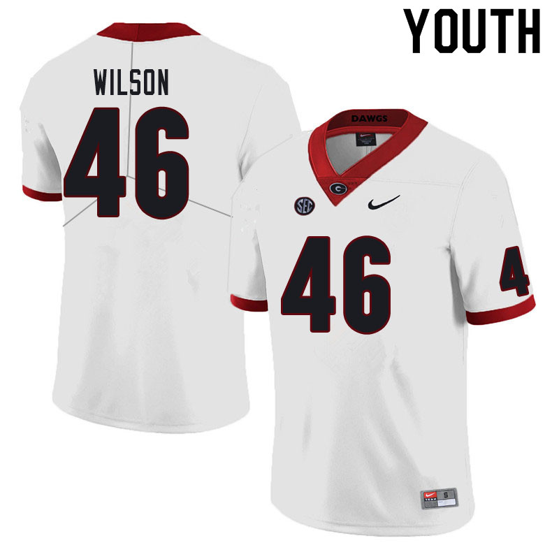 Youth #46 Jake Wilson Georgia Bulldogs College Football Jerseys Sale-White - Click Image to Close